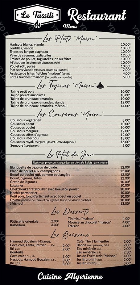 Restaurant LE TASSILI menu 2