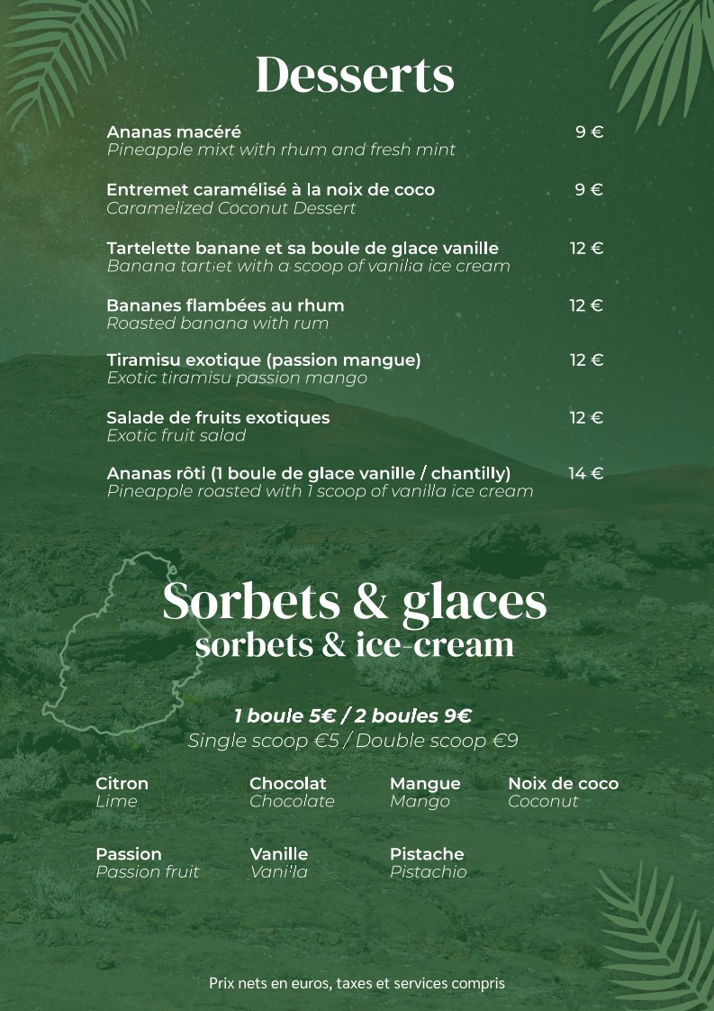 Les Filaos menu 5
