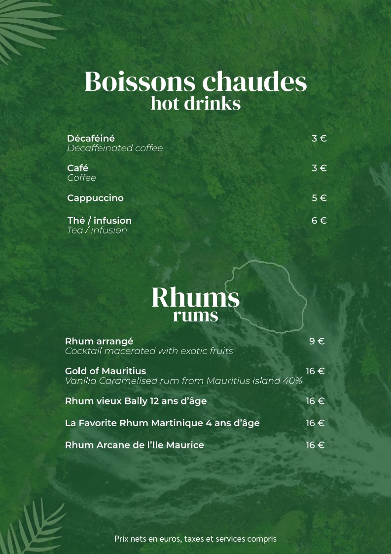 Les Filaos menu 9