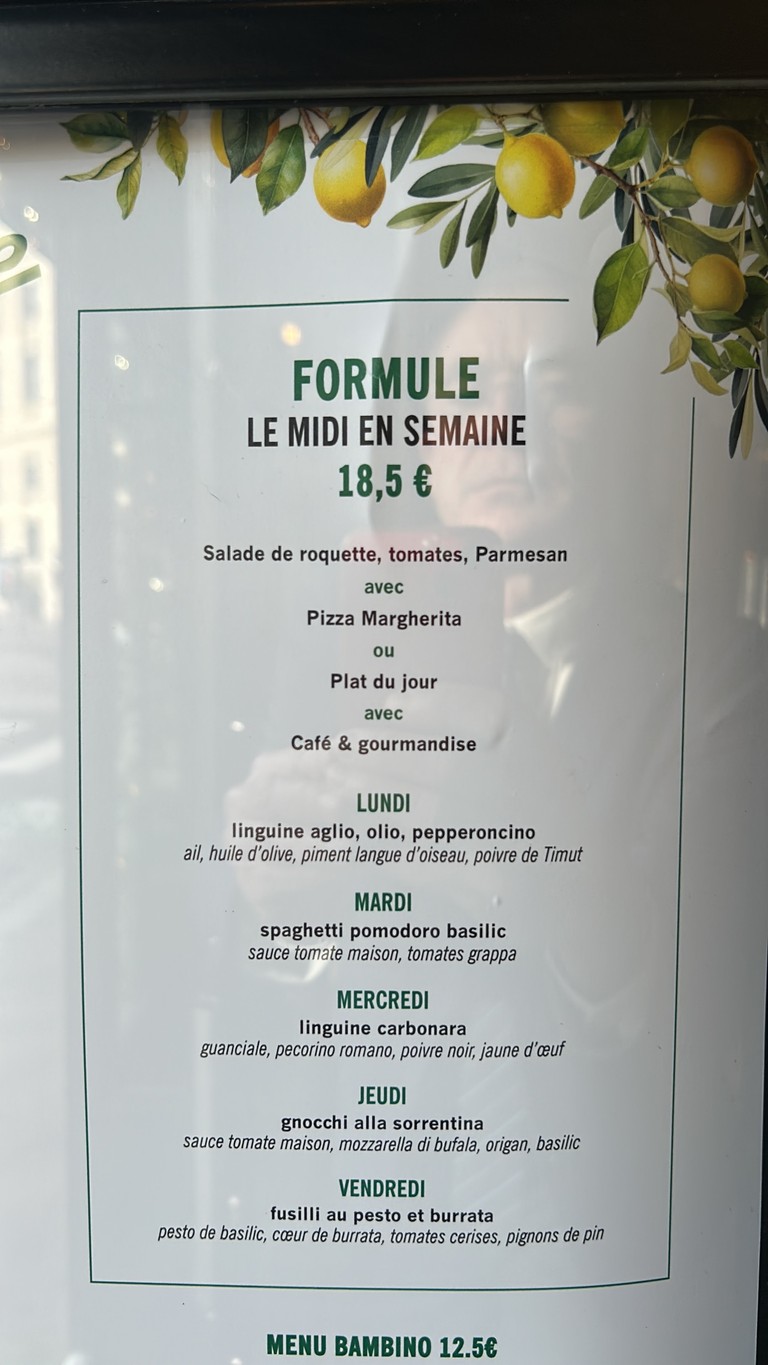Café d'Italie menu 1