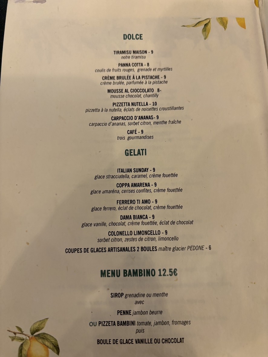 Café d'Italie menu 3