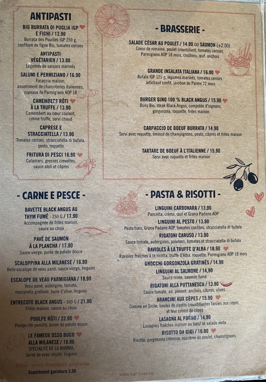 Chez Gino Pizza Feu de Bois menu 2