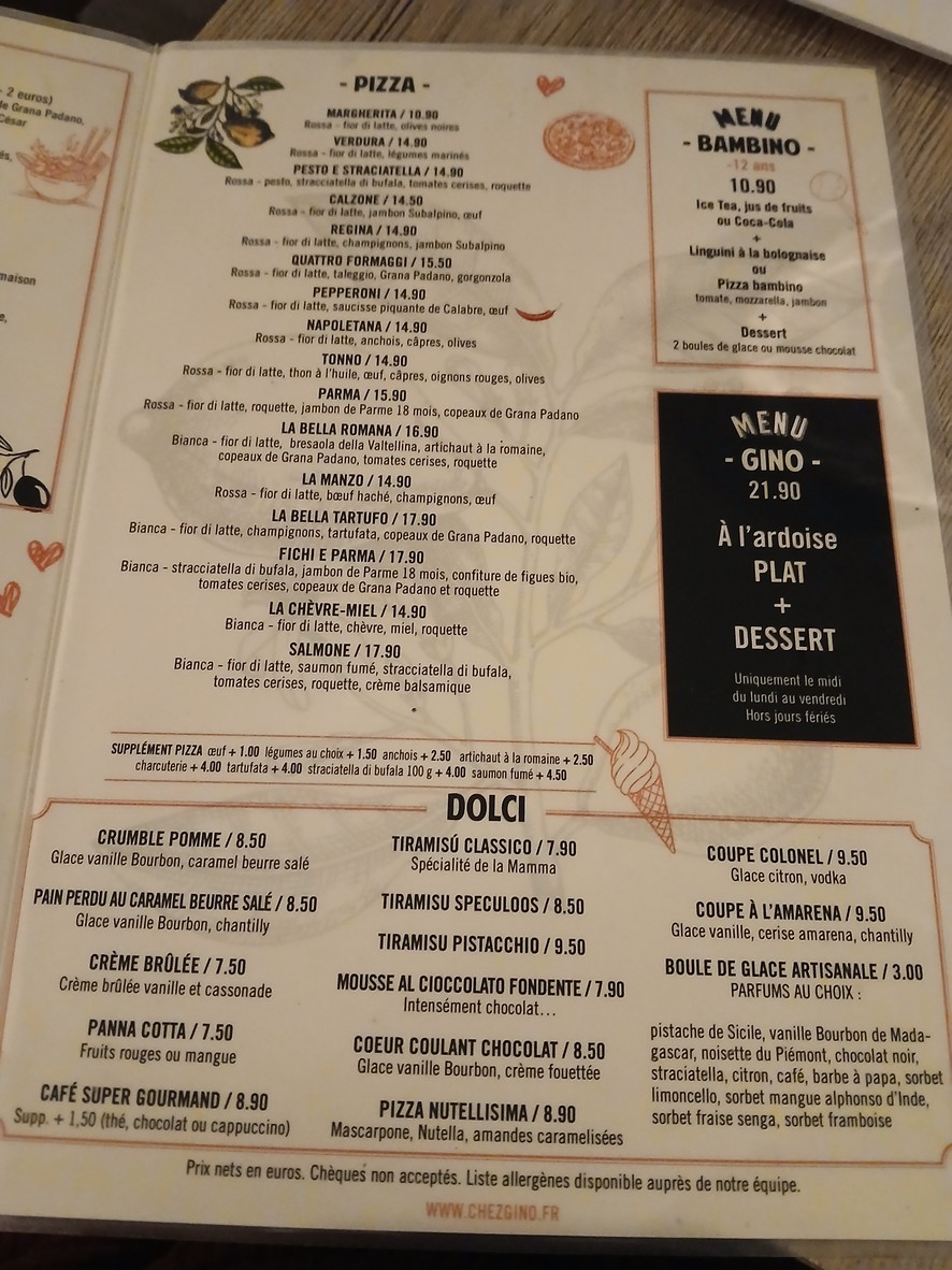 Chez Gino Pizza Feu de Bois menu 3