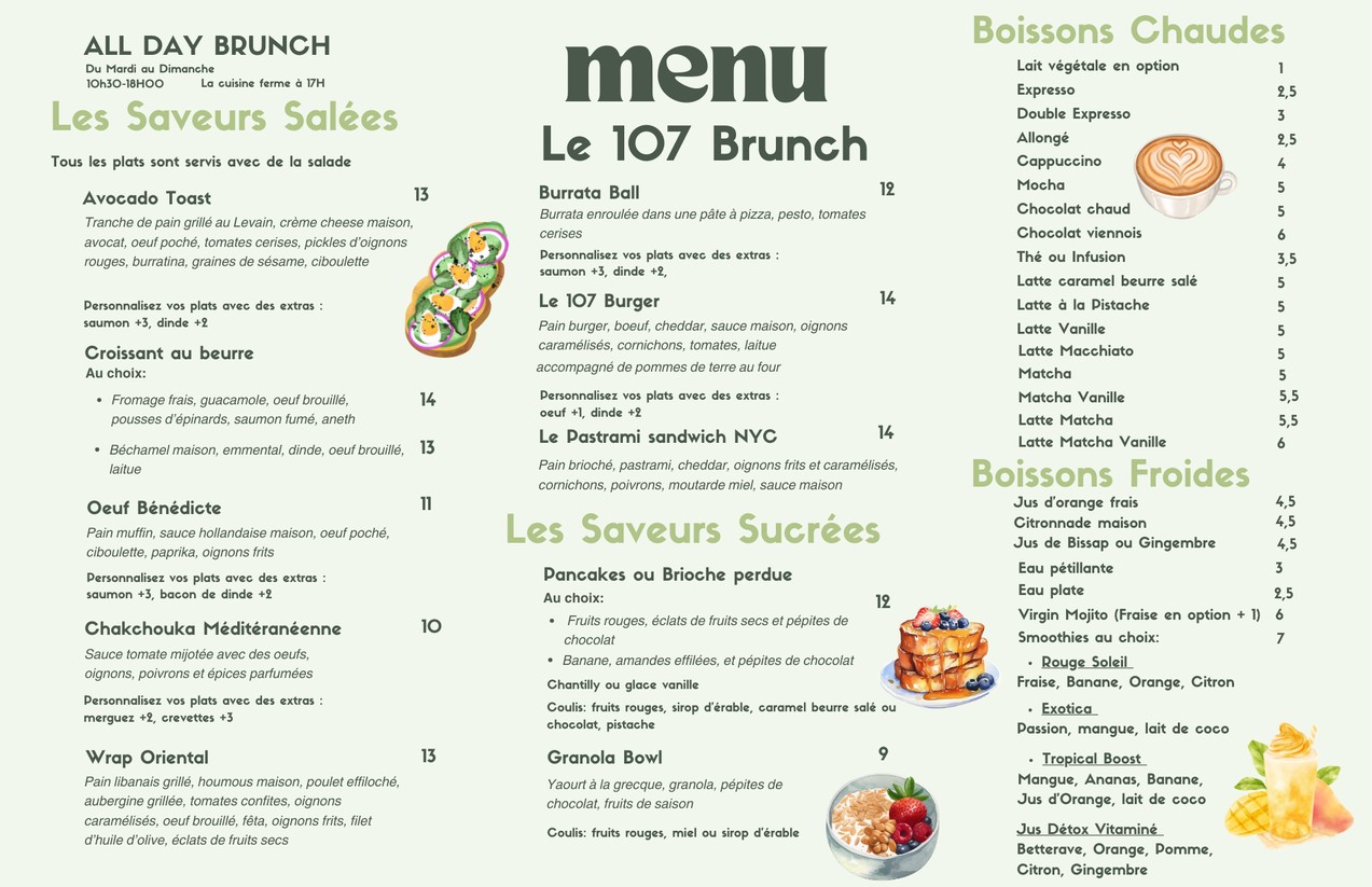 Le 107 Brunch menu 2