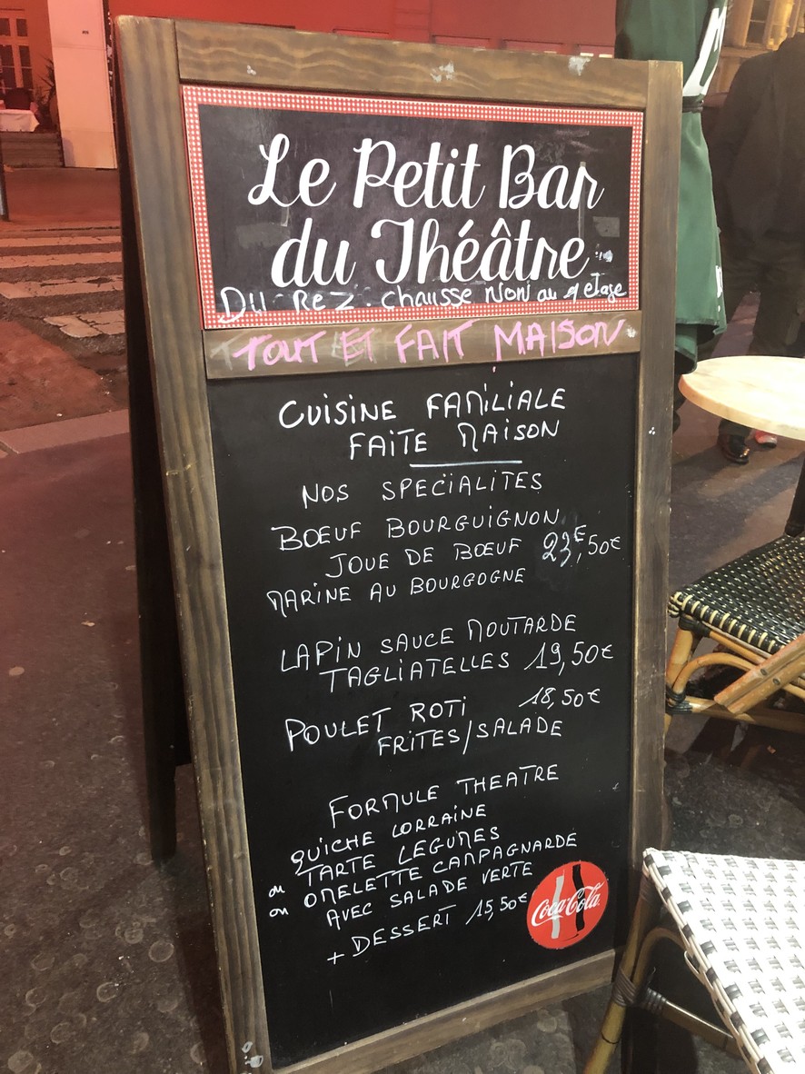 Le Petit Bar du Théâtre menu 1