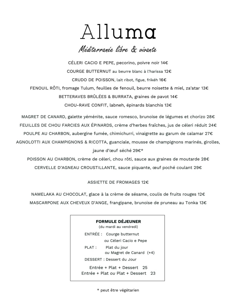 Alluma menu 1