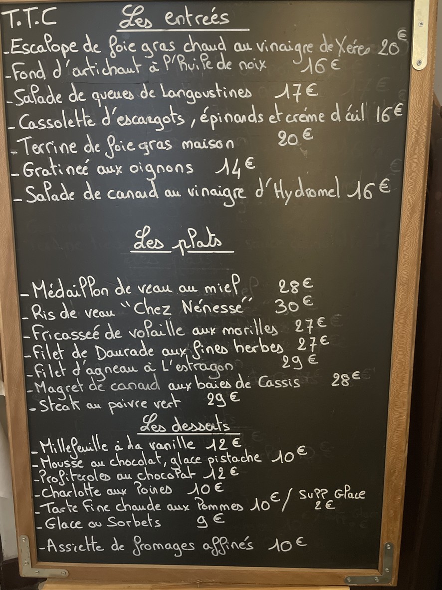 Chez Nenesse menu 1