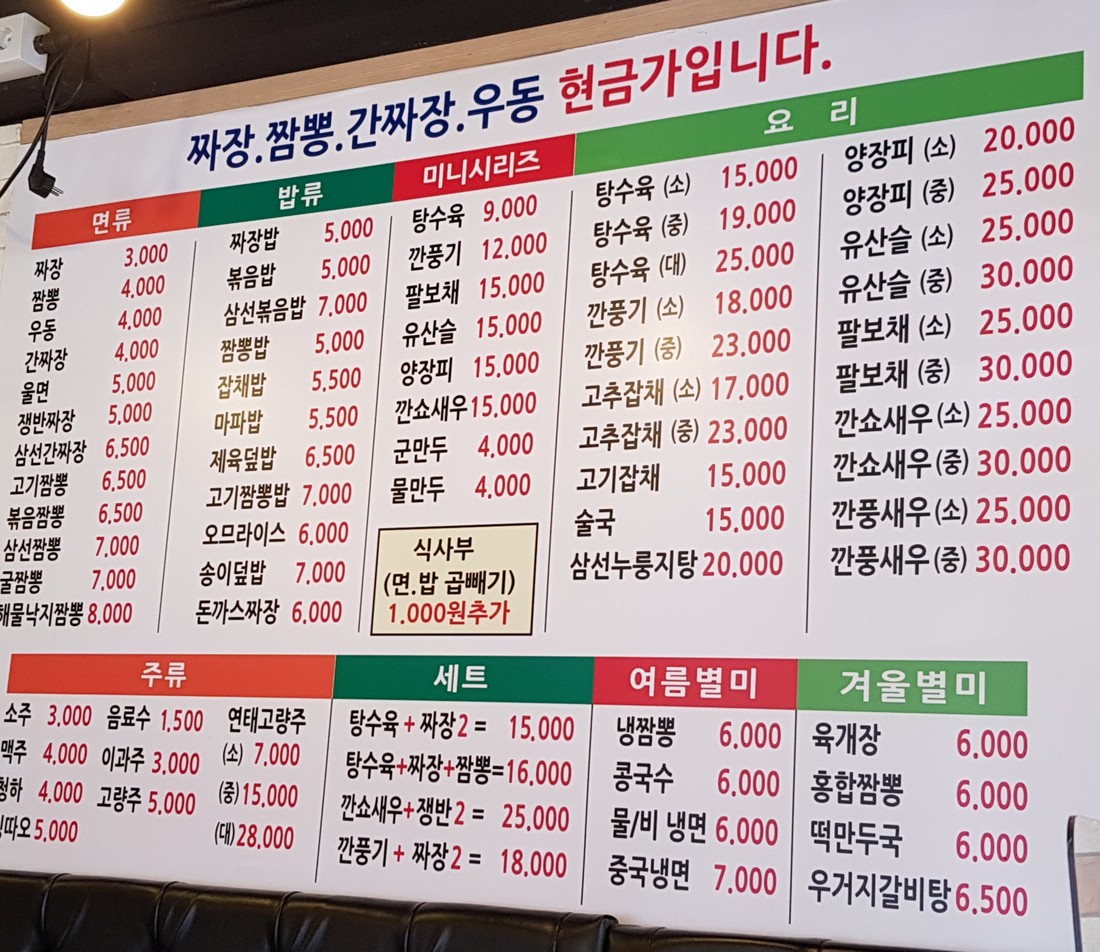Sanghai menu 1