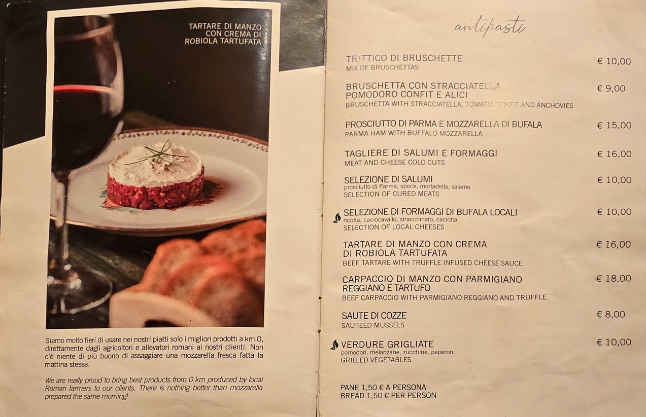 Ristorante Agrodolce Roma menu 1