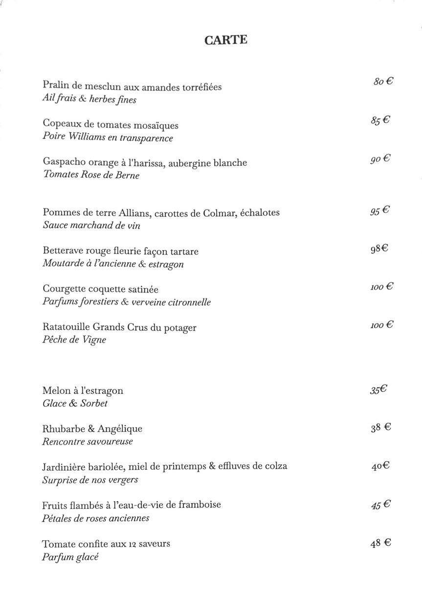 Arpège menu 1