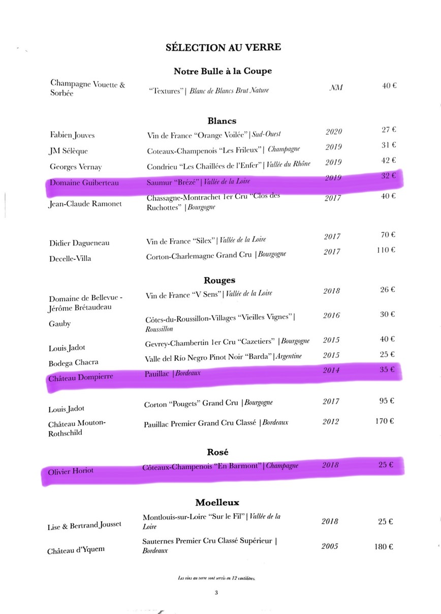 Arpège menu 2