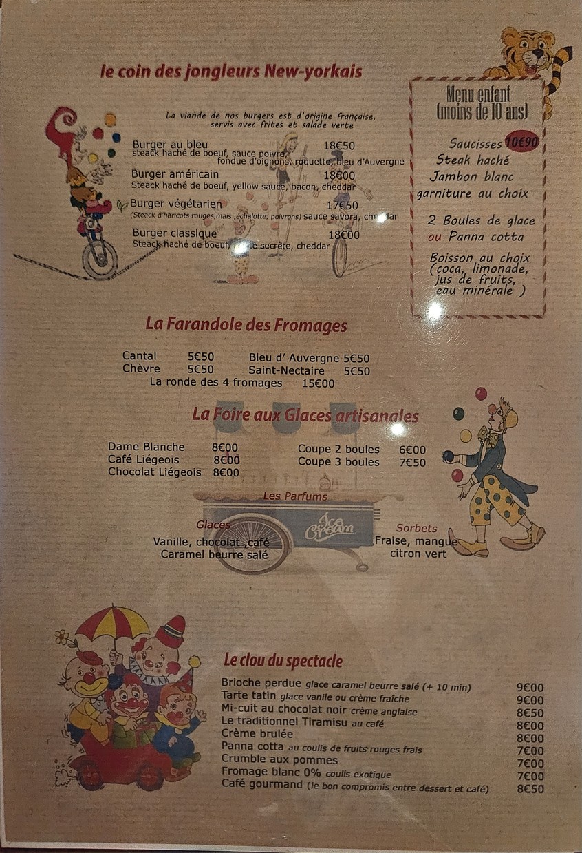 Café Circus menu 2