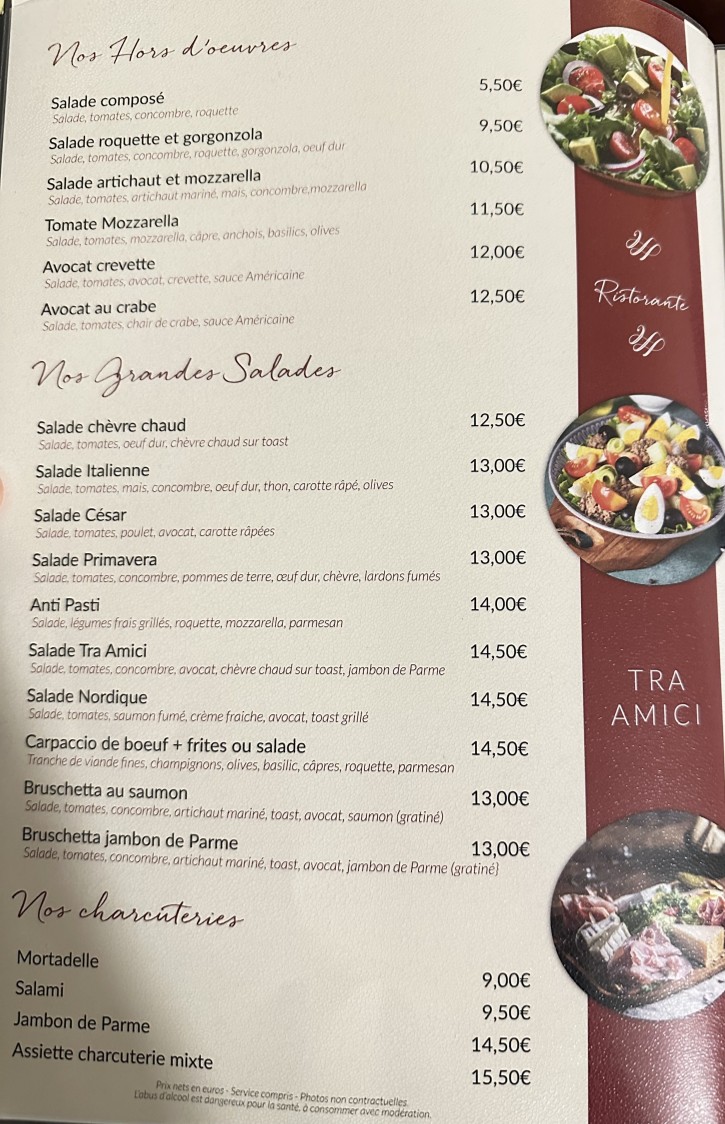 Tra Amici menu 1