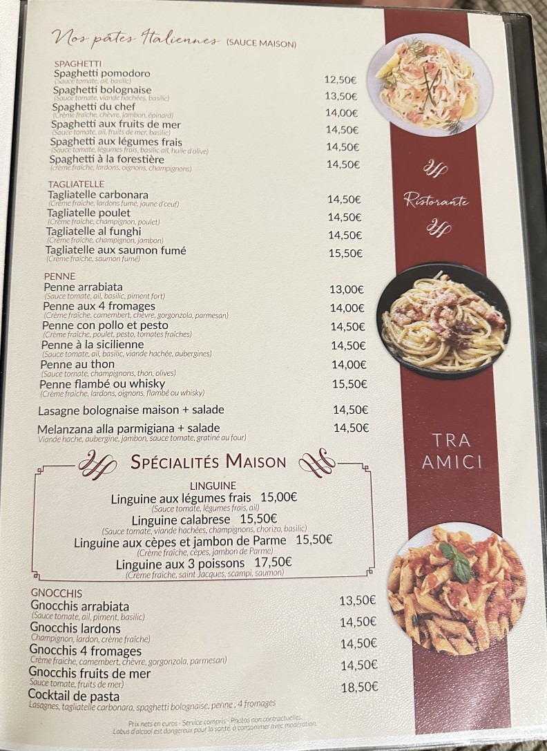 Tra Amici menu 3
