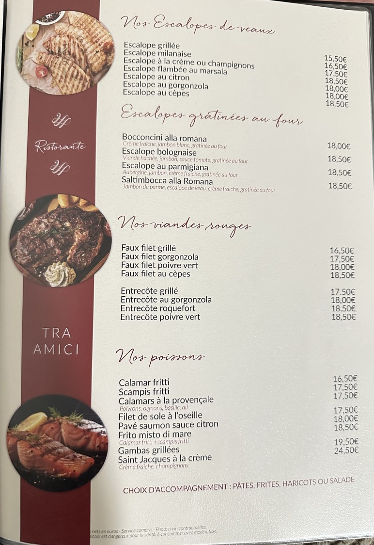 Tra Amici menu 4