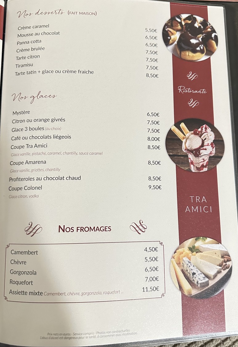 Tra Amici menu 6