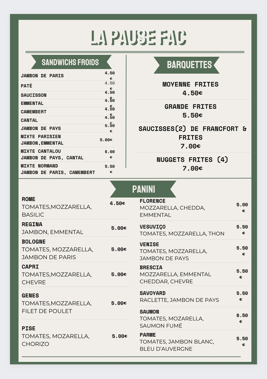 Les Facultés menu 1