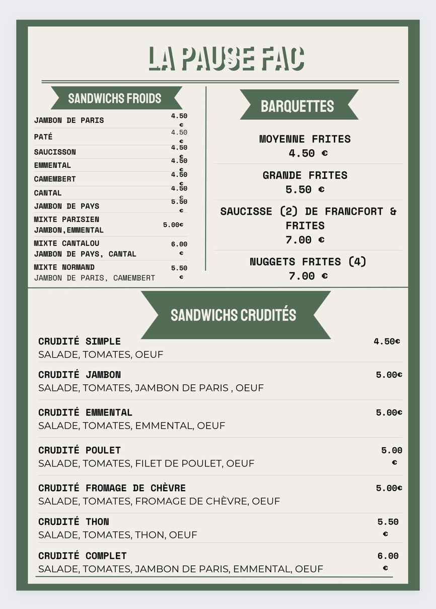 Les Facultés menu 3