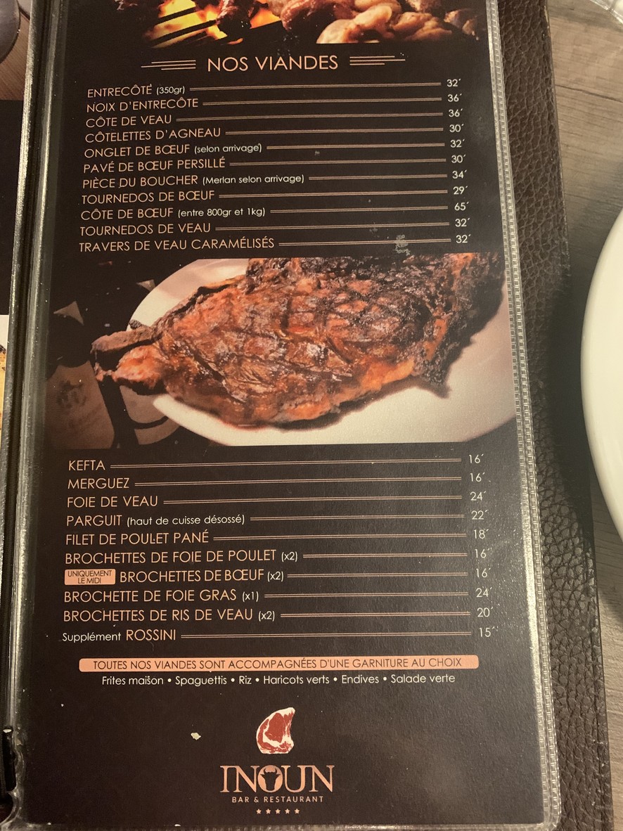 Chez Inoun menu 2