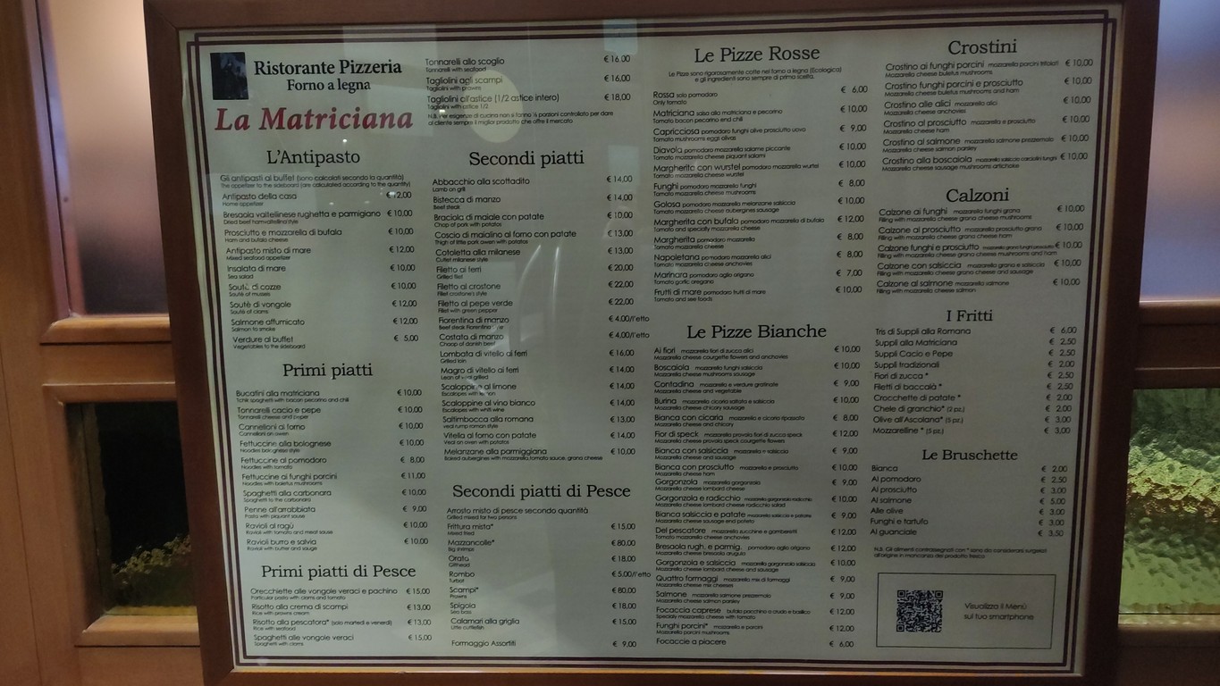 Ristorante La Matriciana Ai Consoli menu 1