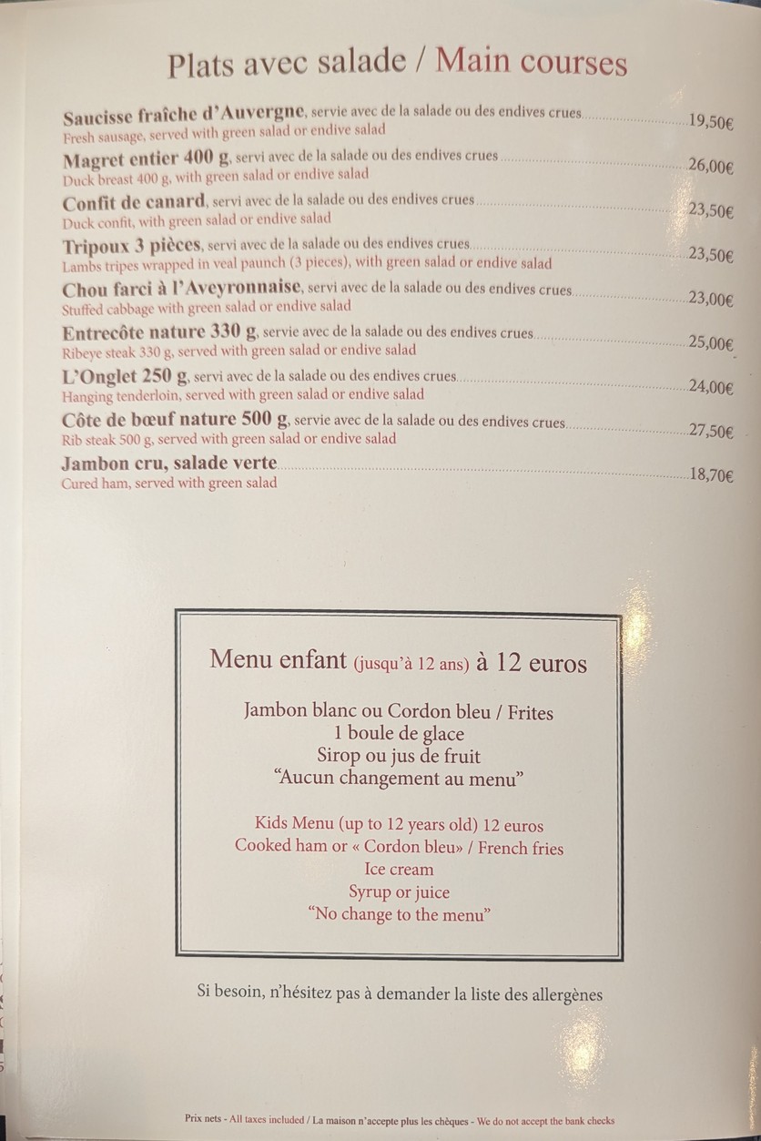 Le Plomb du Cantal menu 3