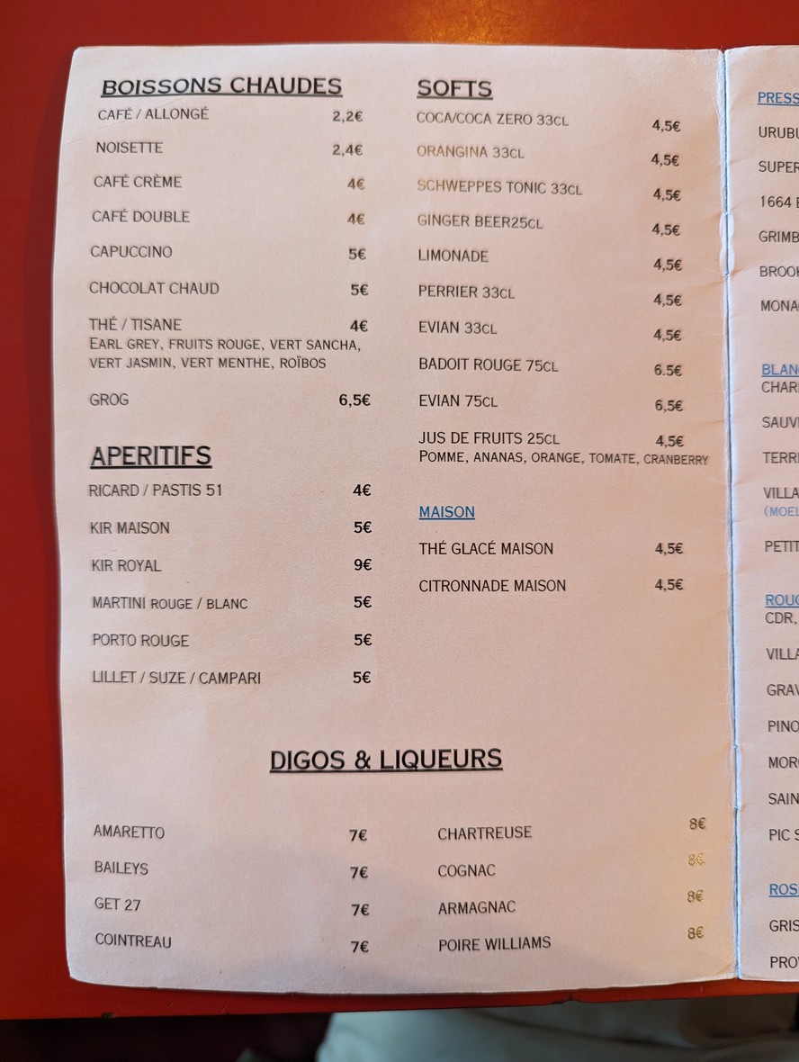 Le Café Sans Nom menu 2