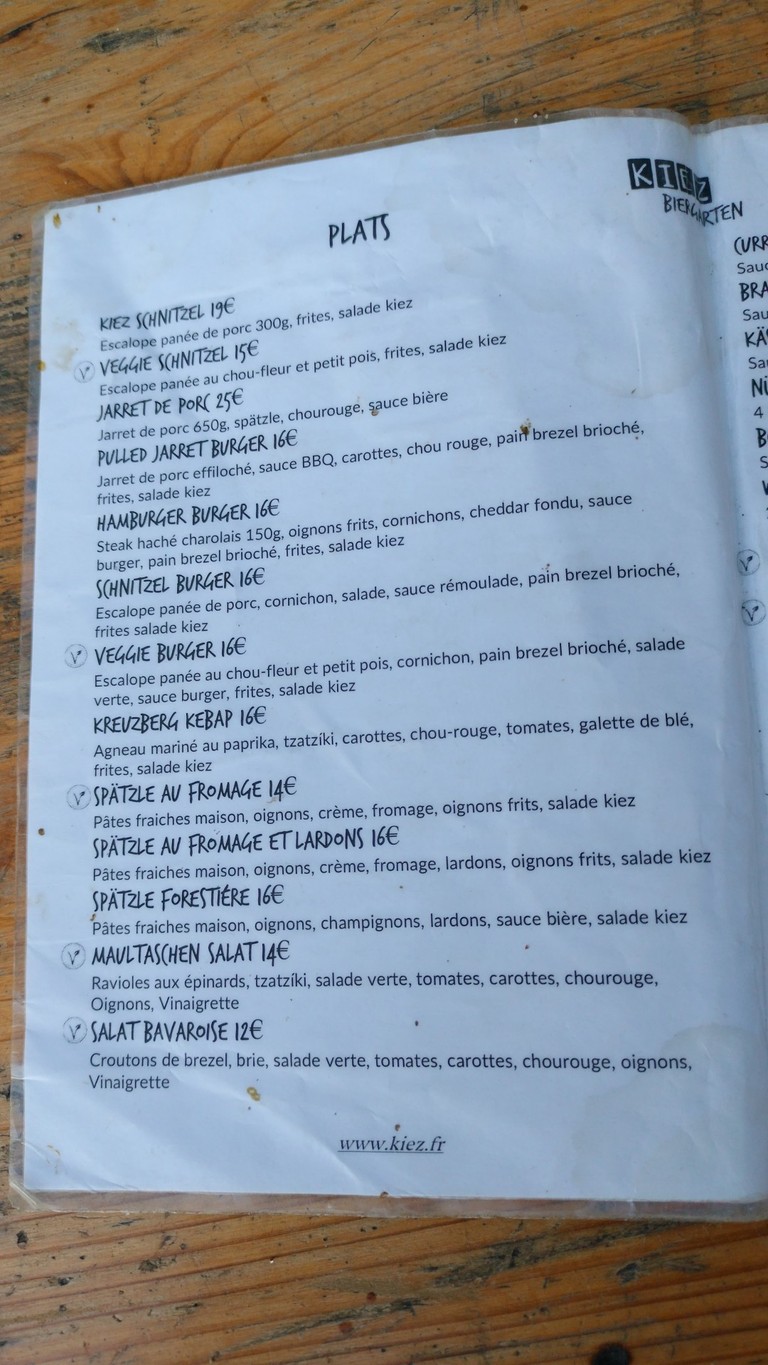 Kiez Biergarten Kanal menu 2