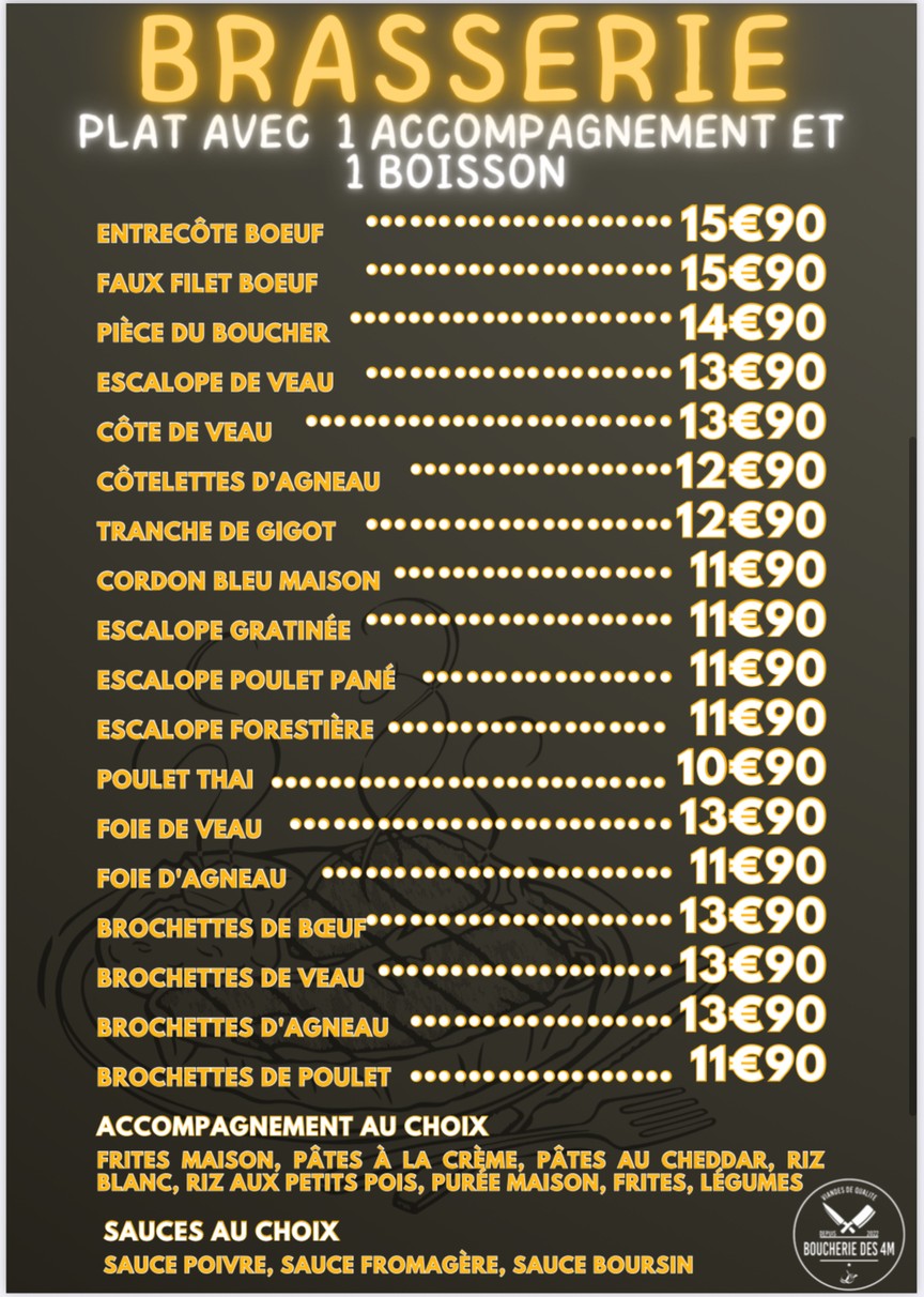 BOUCHERIE DES 4M - RESTAU DES 4M menu 2