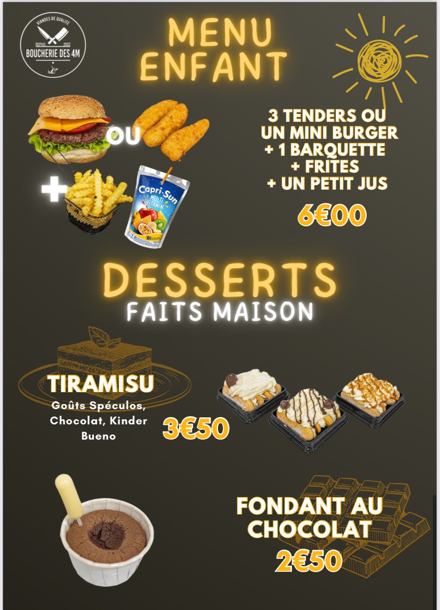 BOUCHERIE DES 4M - RESTAU DES 4M menu 4