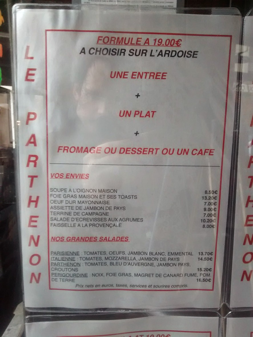 Le Parthénon menu 2