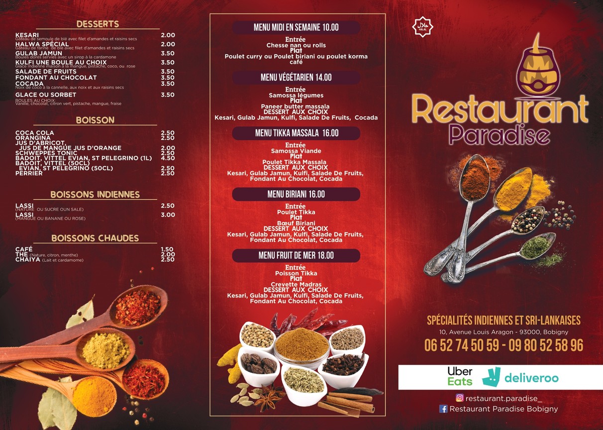 Restaurant Paradise menu 1