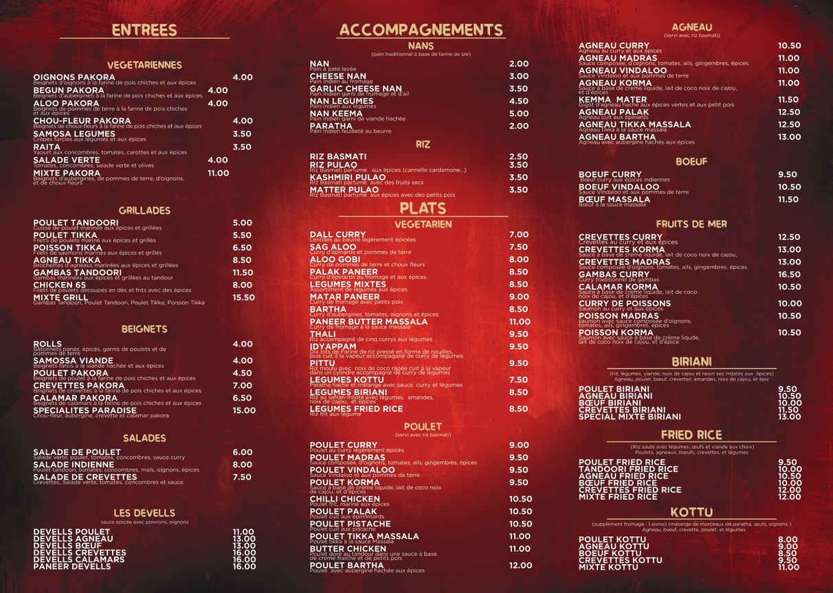 Restaurant Paradise menu 2