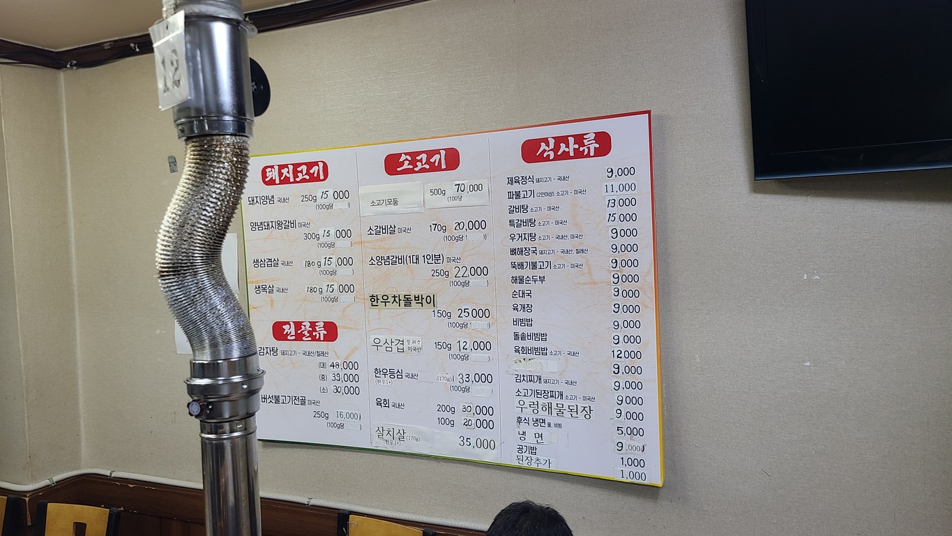 Gogi Cheonwang menu 1