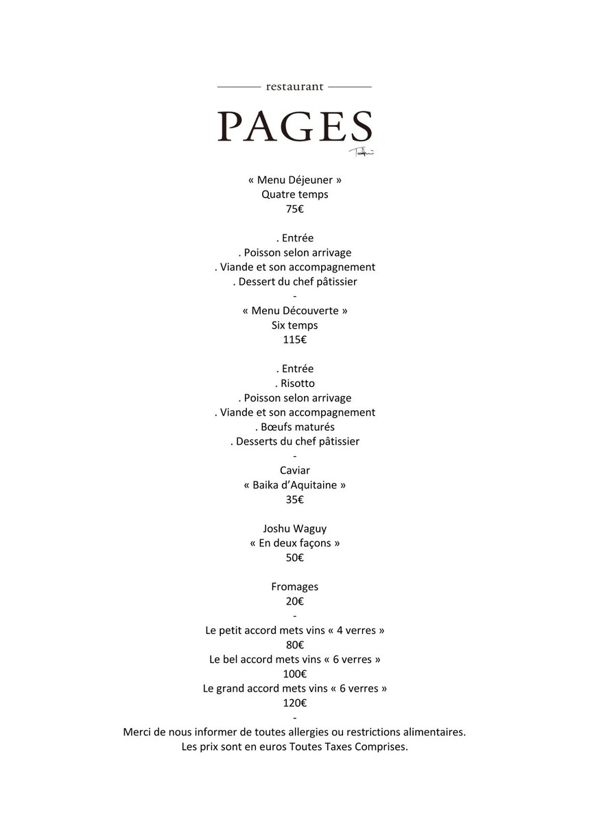 RESTAURANT PAGES menu 1