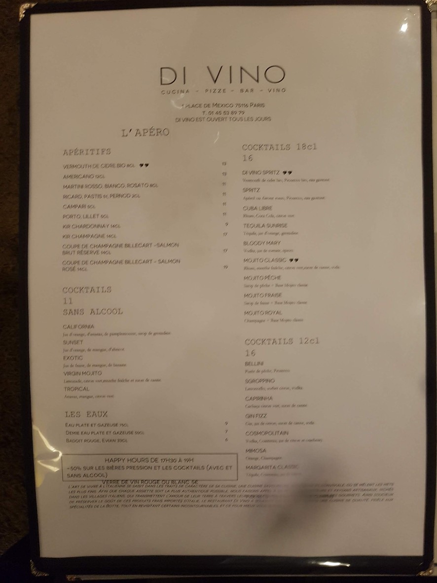 Di Vino menu 2