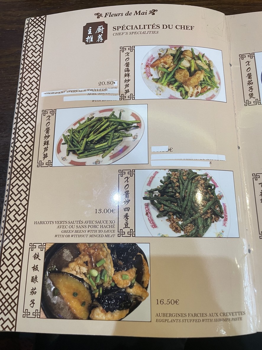 Fleurs de Mai menu 2