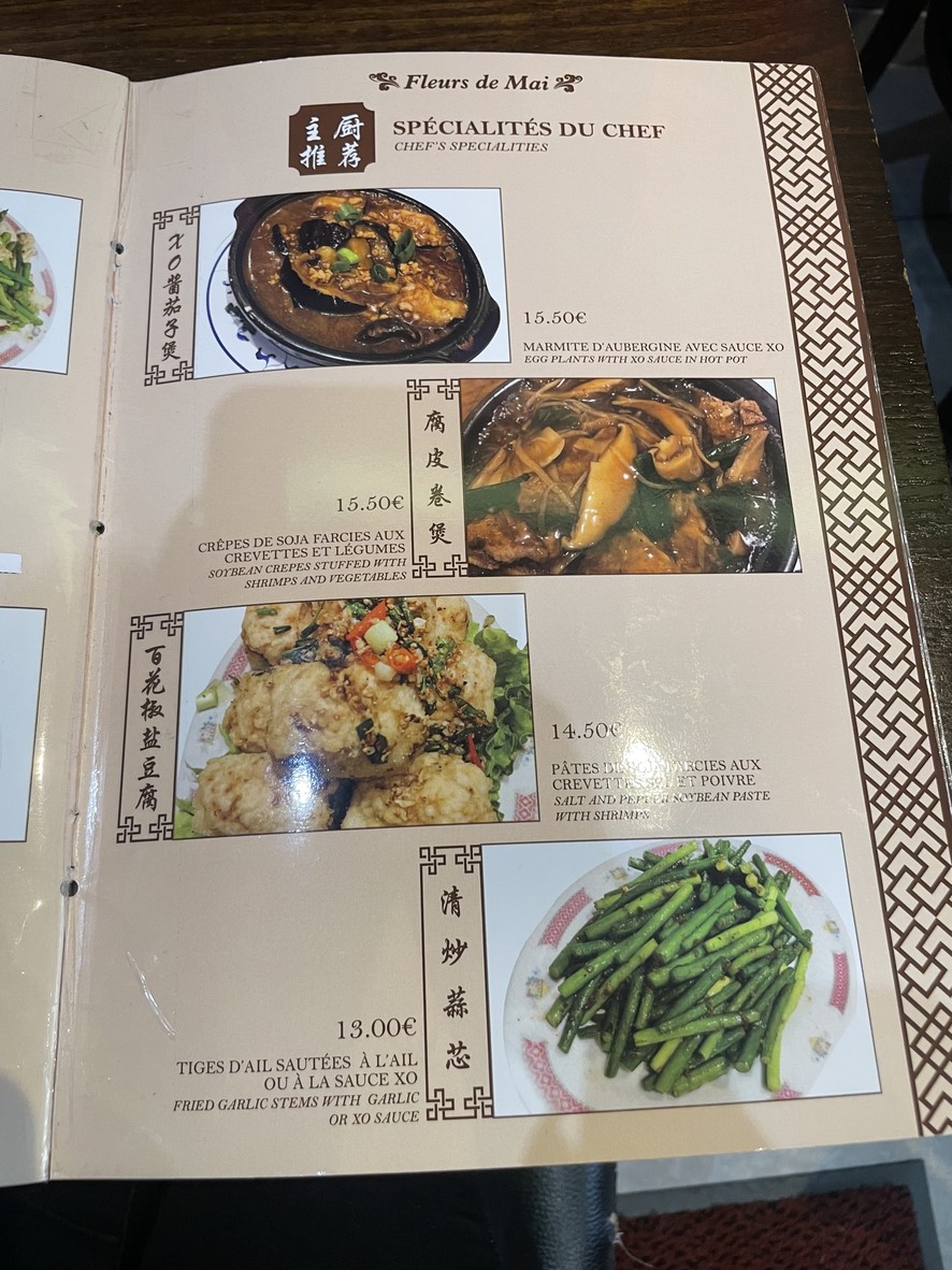 Fleurs de Mai menu 3