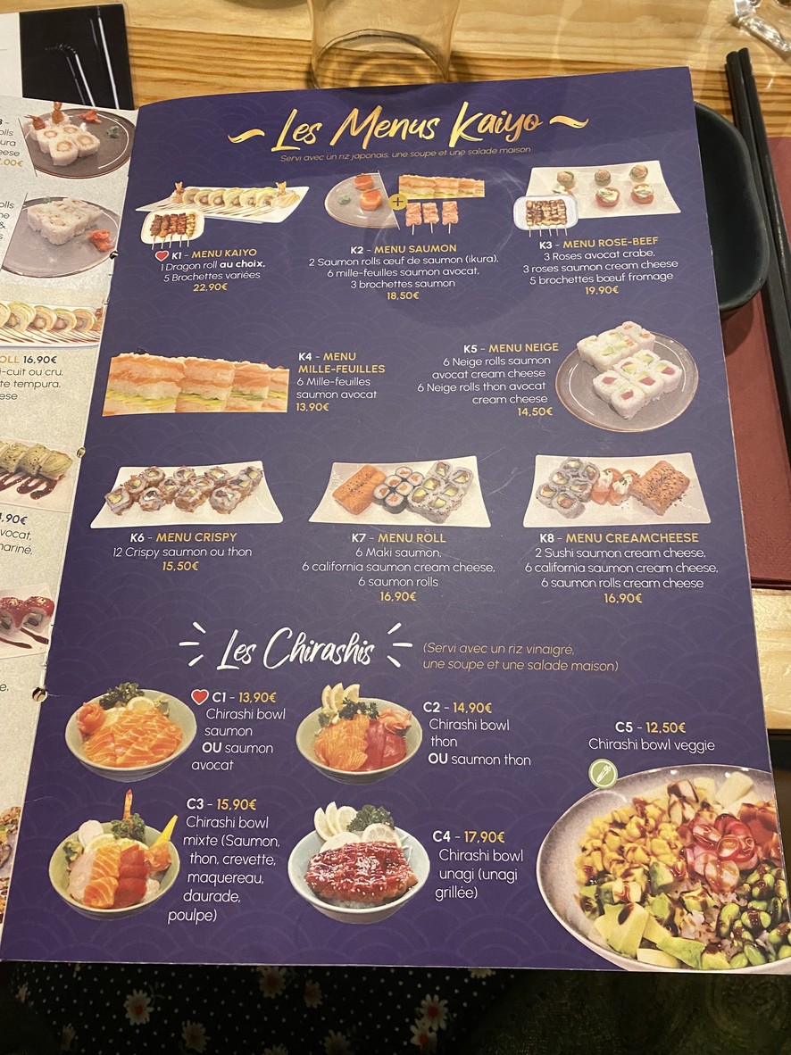 KAIYO Paris menu 3