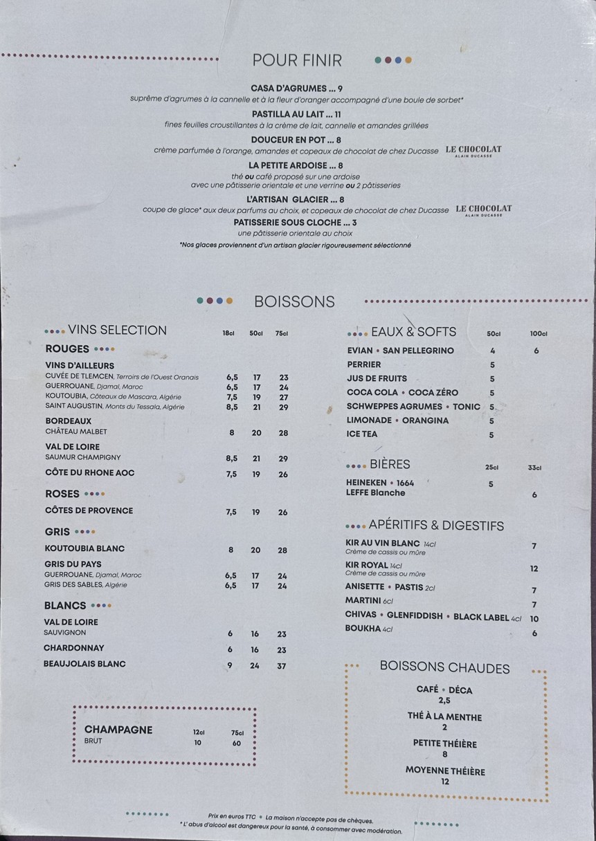 La Baraka menu 2