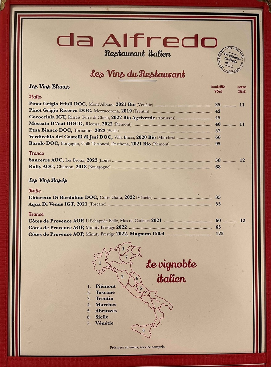 Da Alfredo menu 5