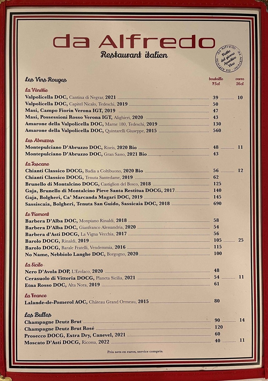 Da Alfredo menu 6