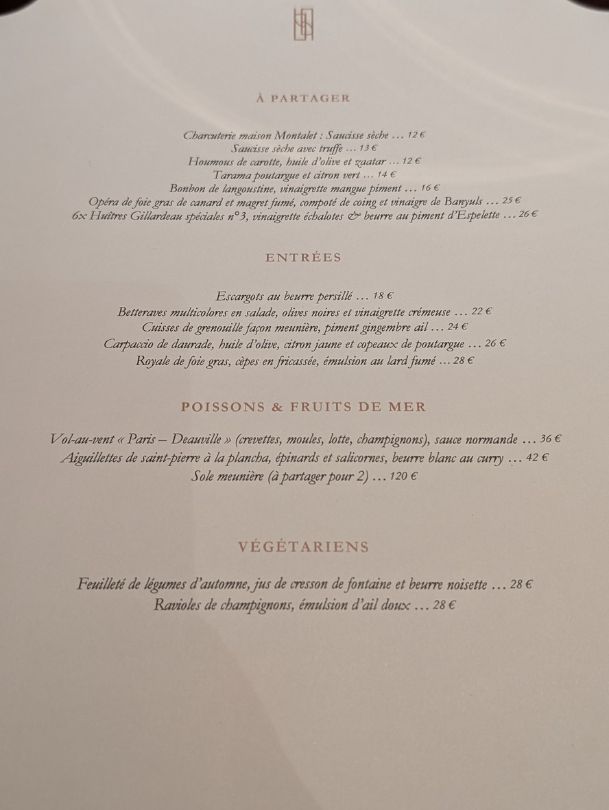 Les Parisiens menu 2