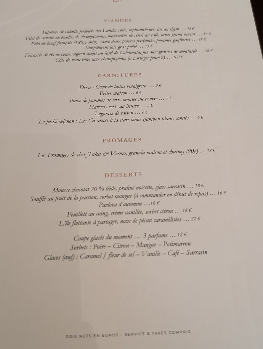 Les Parisiens menu 3