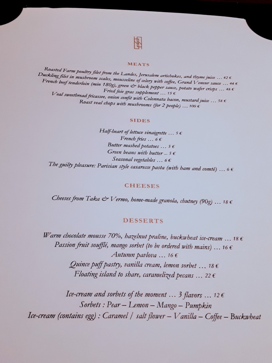 Les Parisiens menu 5