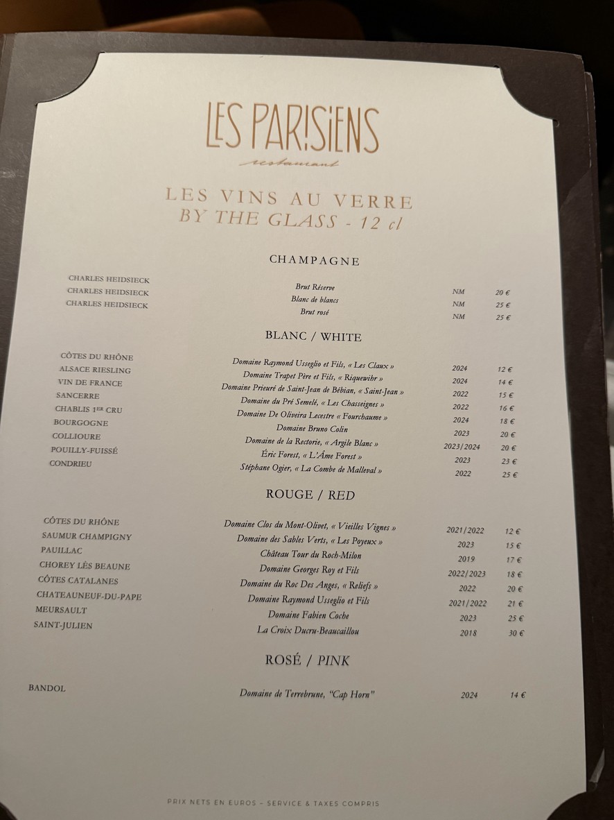 Les Parisiens menu 6