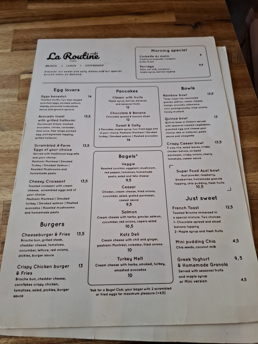 La Routine Café menu 1