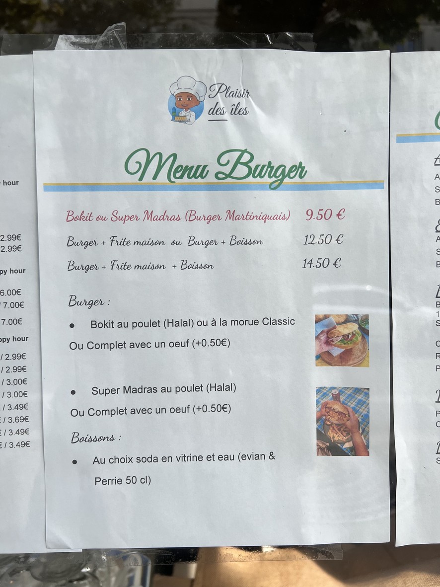 Plaisir des îles menu 2