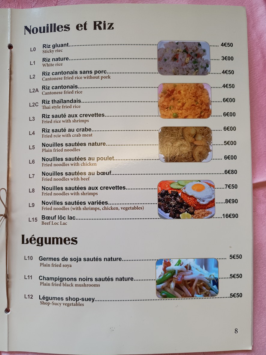 Le Palais d’or menu 6