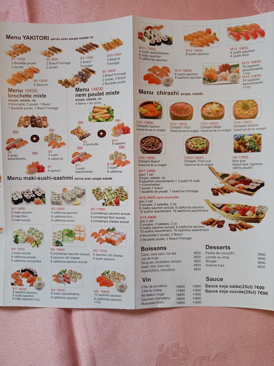 Le Palais d’or menu 7