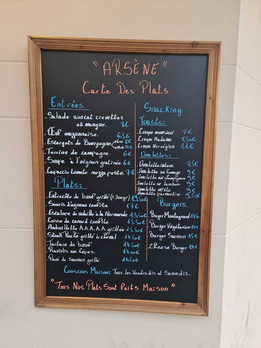 Restaurant ARSENE menu 3